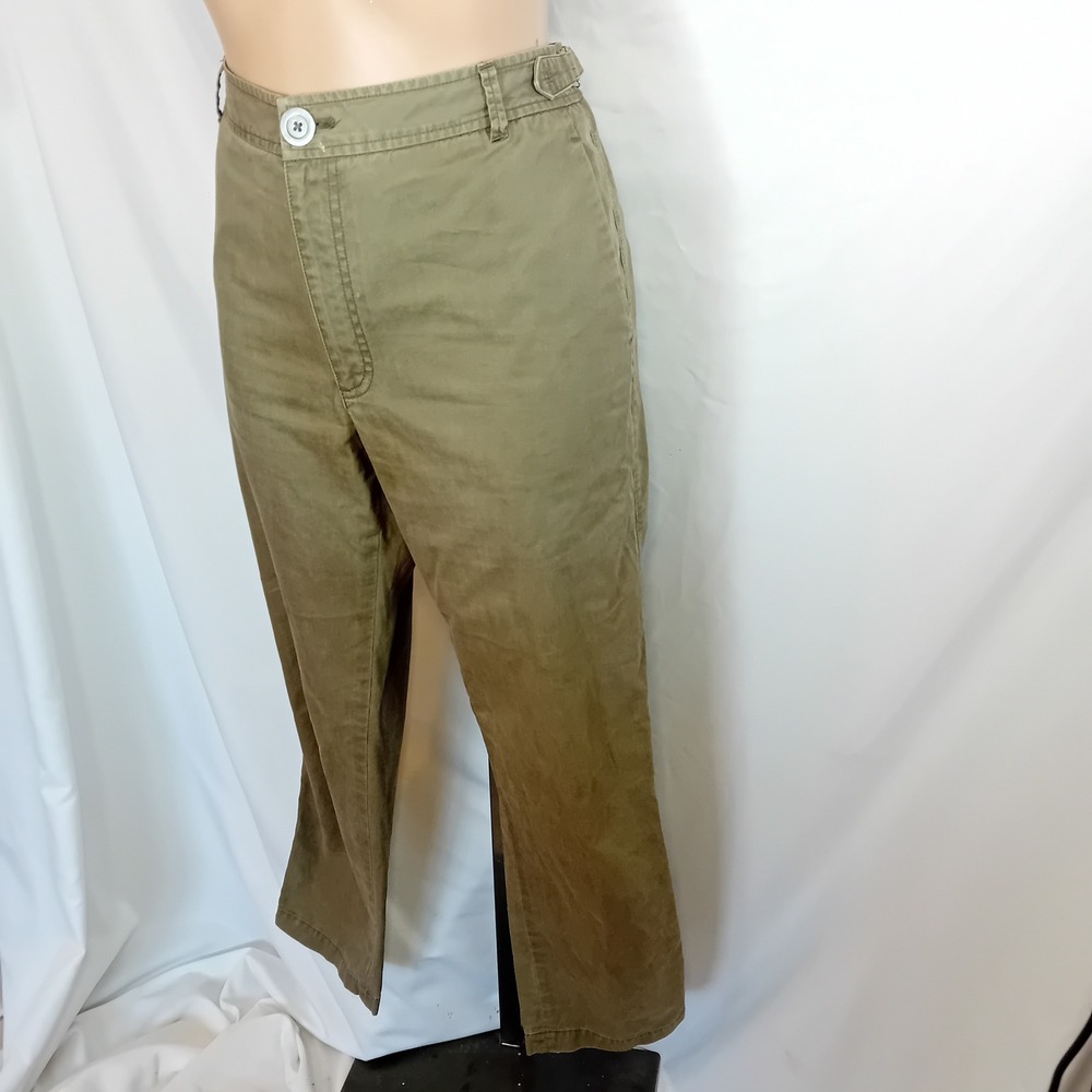 Women's Club Monaco High Rise Utility Chino Trouser Pants Straight Leg Olive 8 - Picture 3 of 16